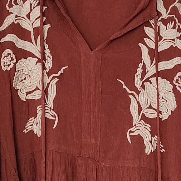 Embroidered Tunic Dress Top Blouse Arla Embroidery Size 26 28 (3X) Amber Boho - Picture 6 of 12